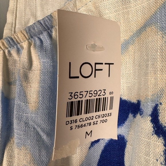 NWT LOFT Brushed Daisy Balloon Sleeve Flare Sleeve Dress, Blue&White, M - Picture 5 of 11